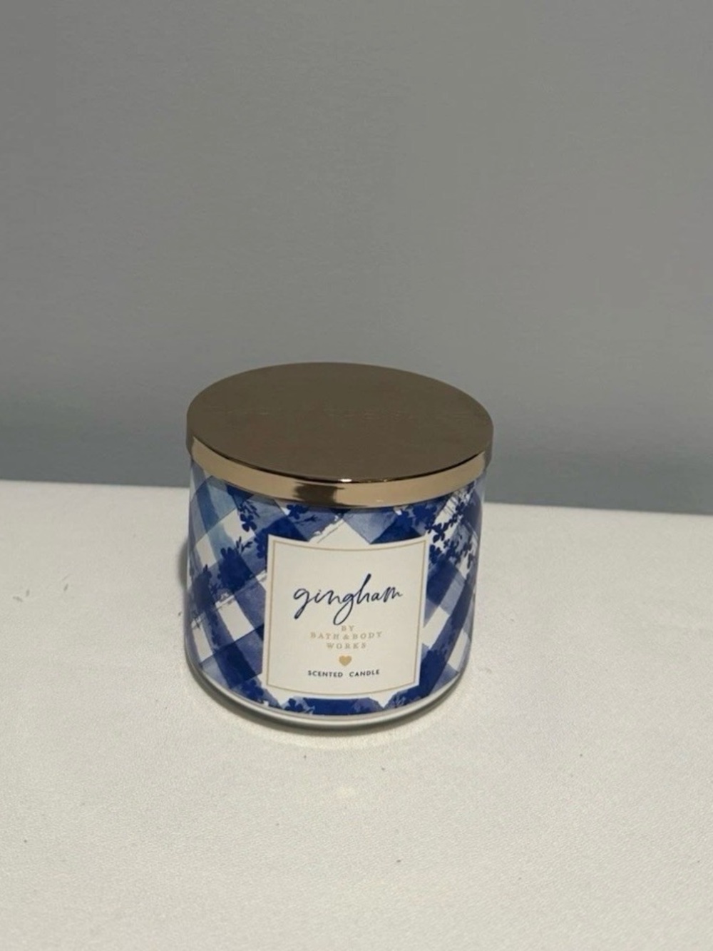 Bath & Body Works Blue Gingham Scented Candle 3 Wick Candle New